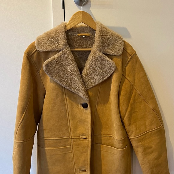Reformation Mustard Teddy Jacket with Shearling Collar - Picture 2 of 5